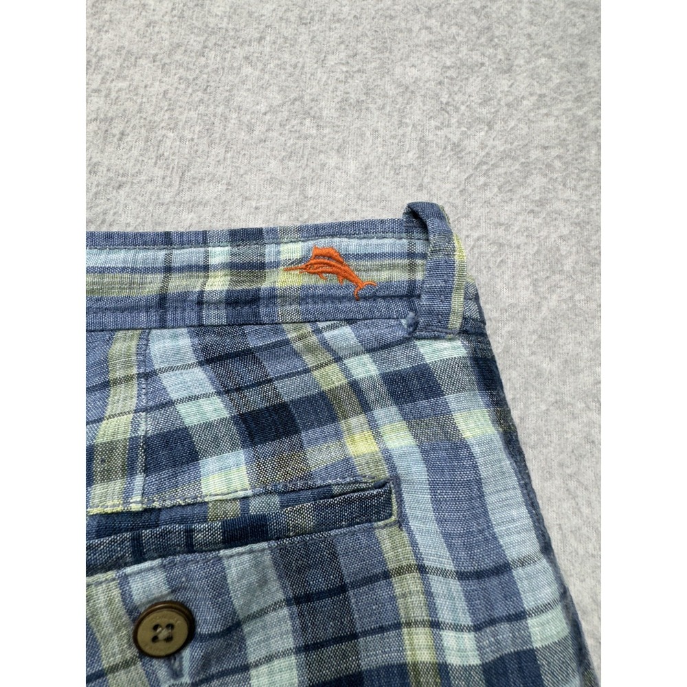 Tommy Bahama Shorts Mens 35 Plaid Linen Blend‎ Flat Front Casual Summer Golf - Picture 10 of 11